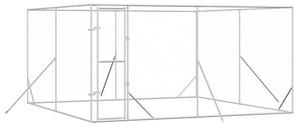 Kojec zewnętrzny dla psa, srebrny, 4x4x2 m, stal galwanizowana