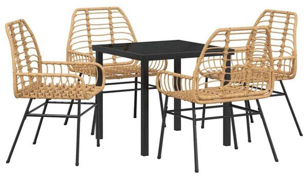 Zestaw Mebli Ogrodowych Komplet Jadalniany 5-Częściowy Brązowy Rattan Do Restauracji