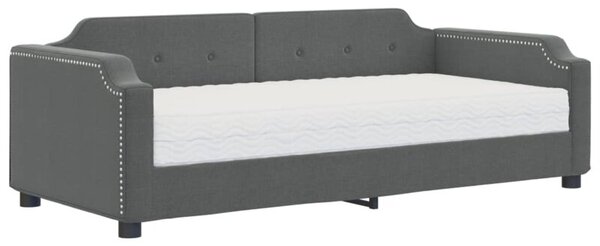 Sofa z materacem do spania, ciemnoszara, 90x200 cm, tkanina