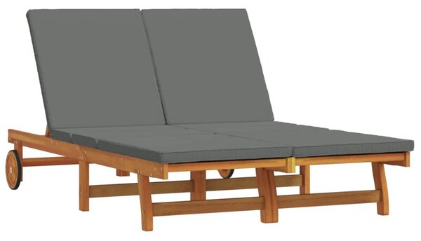 Leżak 2-osoba brązowy 63 x 199 x 85 cm lite drewno akacji
