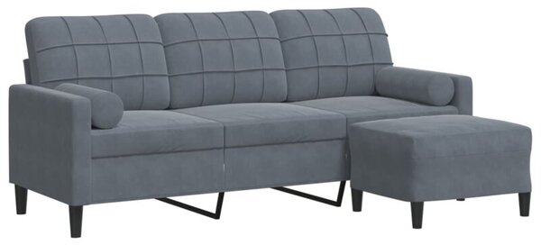 Sofa 3-osobowa z podnÃ³Å¼kiem, ciemnoszary, 180 cm, aksamit