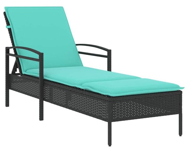 Leżak z poduszką czarny 63x200x81 cm polirattan (tylko w usa)