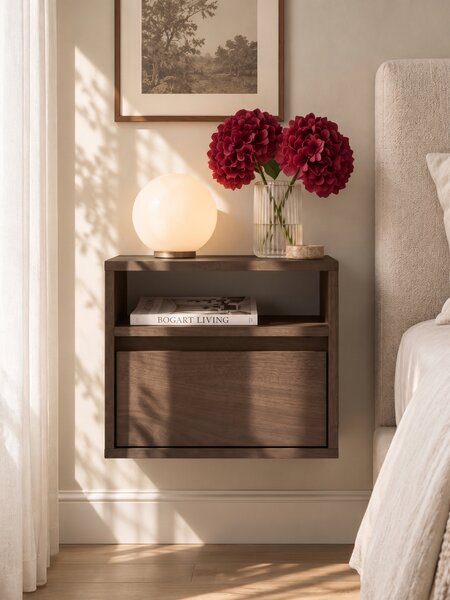 Szafka nocna Zolia 40 cm z szufladą wisząca - orzech elegant