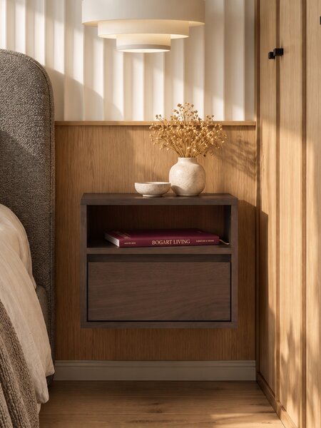 Szafka nocna Zolia 40 cm z szufladą wisząca - orzech elegant