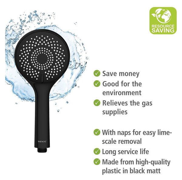 Czarny zestaw prysznicowy ze stali nierdzewnej 70 cm Water Saving – Wenko