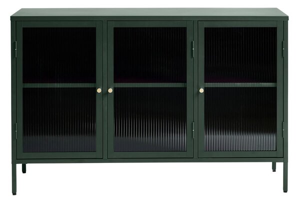 Zielona metalowa witryna Unique Furniture Bronco, wys. 85 cm