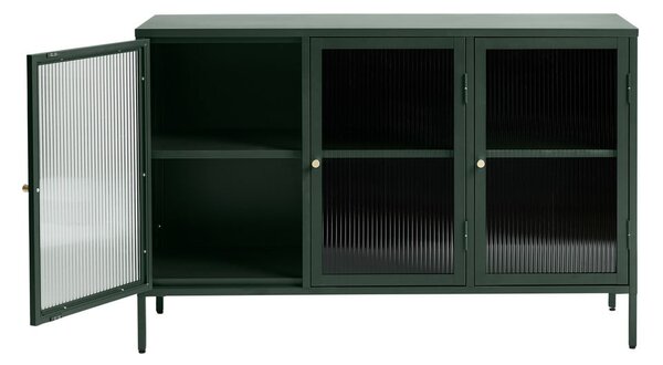 Zielona metalowa witryna Unique Furniture Bronco, wys. 85 cm