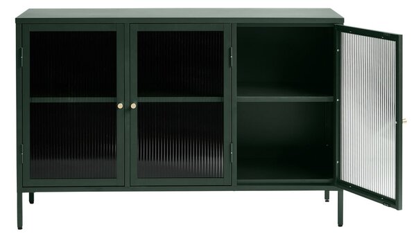 Zielona metalowa witryna Unique Furniture Bronco, wys. 85 cm