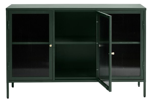 Zielona metalowa witryna Unique Furniture Bronco, wys. 85 cm