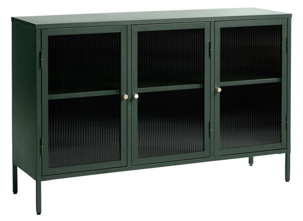 Zielona metalowa witryna Unique Furniture Bronco, wys. 85 cm