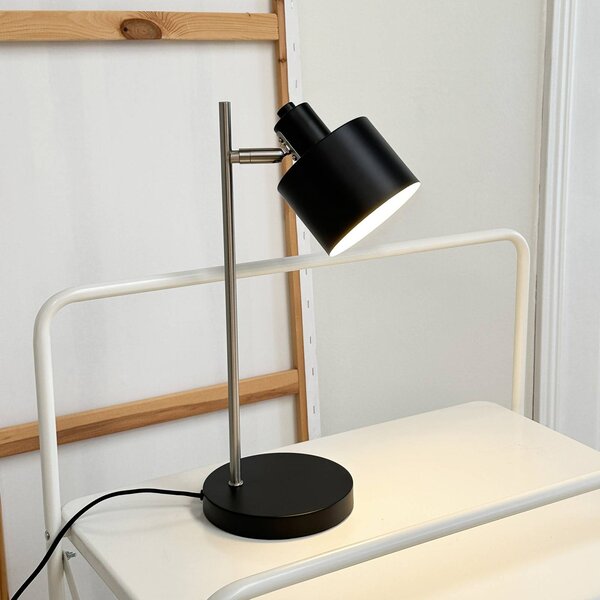 Dyberg Larsen Lampa stołowa Ocean, czarna/stalowa, wysokość 43 cm Ocean, czarny, salon / jadalnia, metal, skandynawski