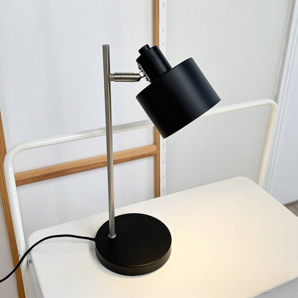 Dyberg Larsen Lampa stołowa Ocean, czarna/stalowa, wysokość 43 cm Ocean, czarny, salon / jadalnia, metal, skandynawski