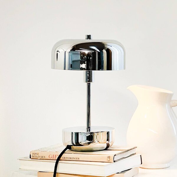 Dyberg Larsen Lampa stołowa Haipot, chromowy / srebrny, salon / jadalnia, metal, nowoczesny