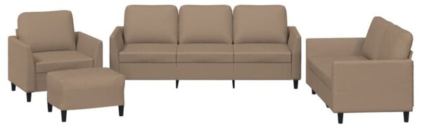 Sofa 4-osobowa z poduszkami, cappuccino, sztuczna skÃ³ra