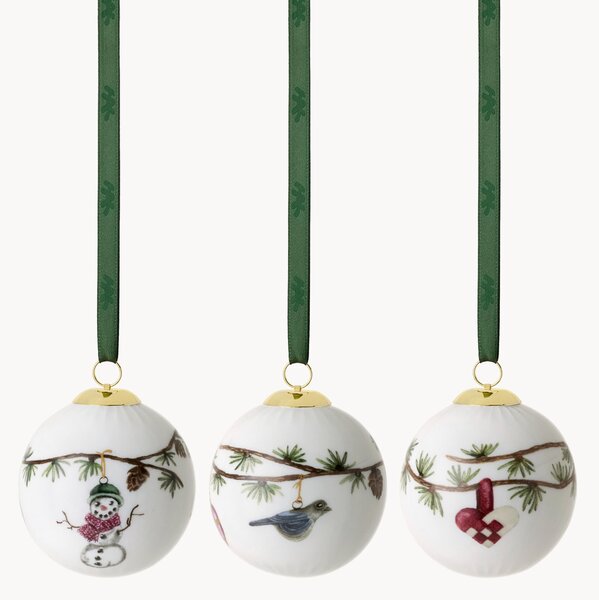Komplet ozdób choinkowych z porcelany Hammershøi, 3 elem