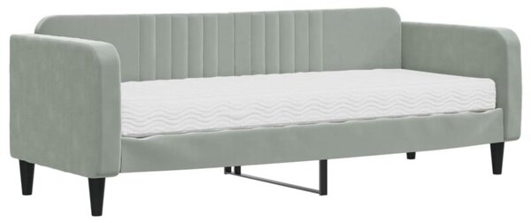 Sofa z materacem do spania, jasnoszara, 80x200 cm, aksamit