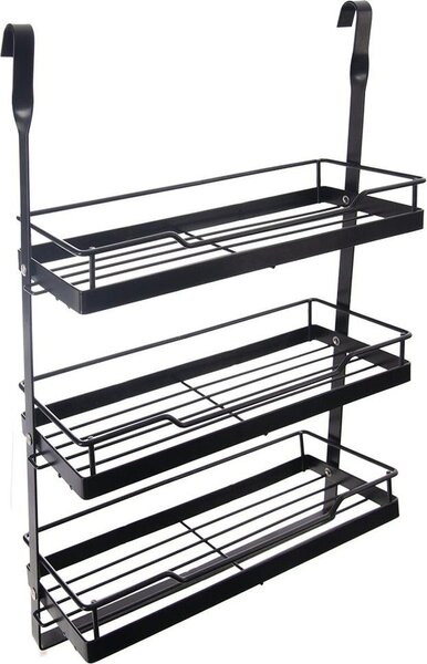 Półka kuchenna zawieszana na relingu metalowa czarna RADKA 32x11x46 cm