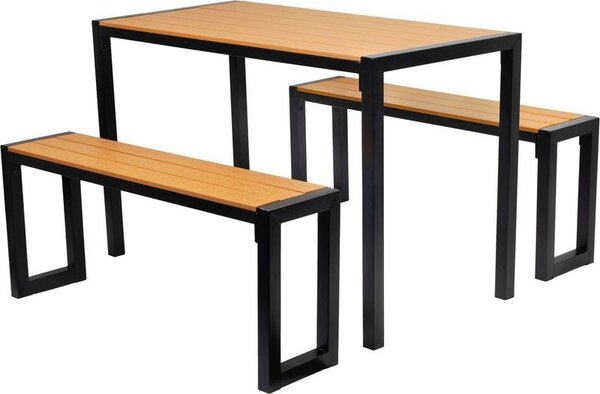 Zestaw mebli ogrodowych GARDIVA, stół 118 x 58 x 75,5 cm, 2 ławki 108 x 25 x 45 cm