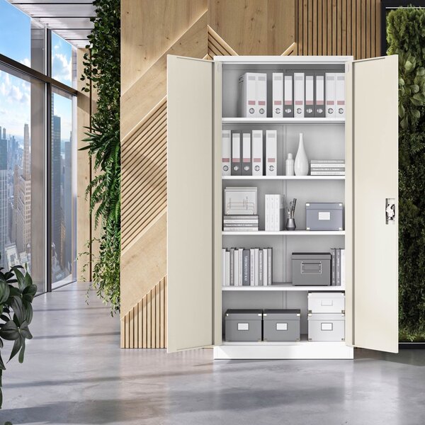 Szafa biurowa Eco Design Jan H 90x40x195 cm biały/dąb sonoma