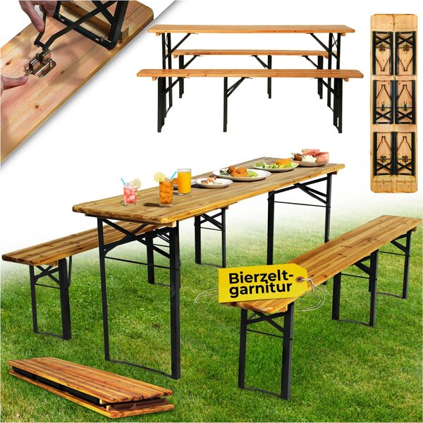 Zestaw do piwa DORTMUND Standard3, stół 175x46x77 cm, 2x ławka 175x23x47 cm, drewno 25 mm