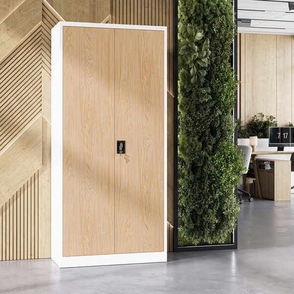 Szafa biurowa Eco Design Jan H 90x40x195 cm biały/dąb sonoma