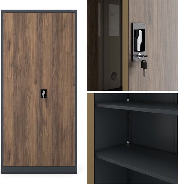 Szafa biurowa Eco Design Jan H 90x40x195 cm antracyt/orzech