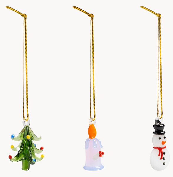 Ręcznie wykonana ozdoba choinkowa ze szkła borokrzemowego Merry, 3 elem