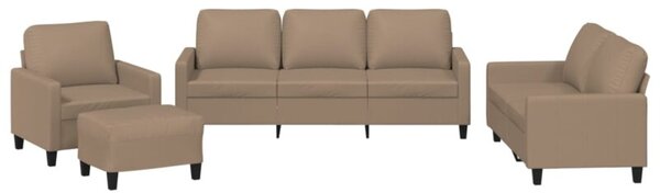 Sofa 4-osobowa z poduszkami, cappuccino, sztuczna skÃ³ra