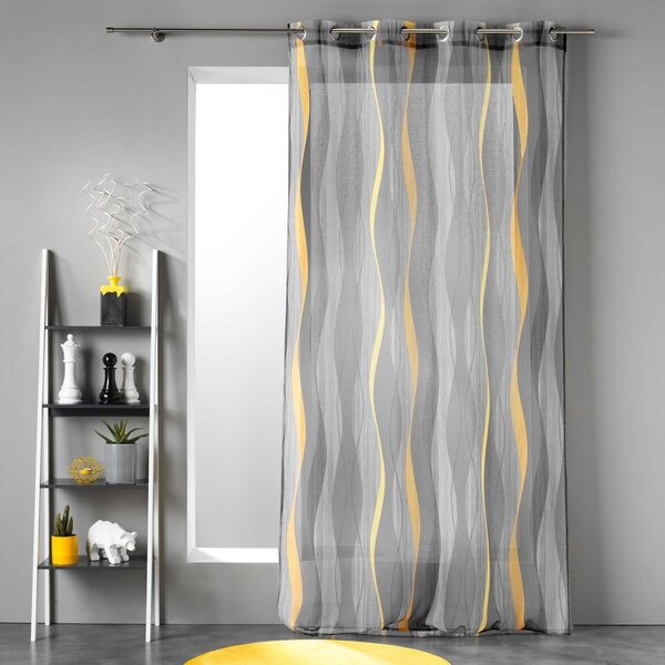 Szara firanka z woalu 140x240 cm Ondulys – douceur d'intérieur