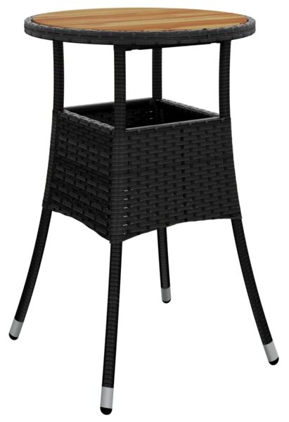 Stolik ogrodowy, Ø60x75 cm, akacja i rattan pe, czarny
