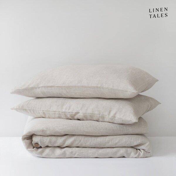 Białbeżowa lniana pościel dwuosobowa 200x200 cm – Linen Tales