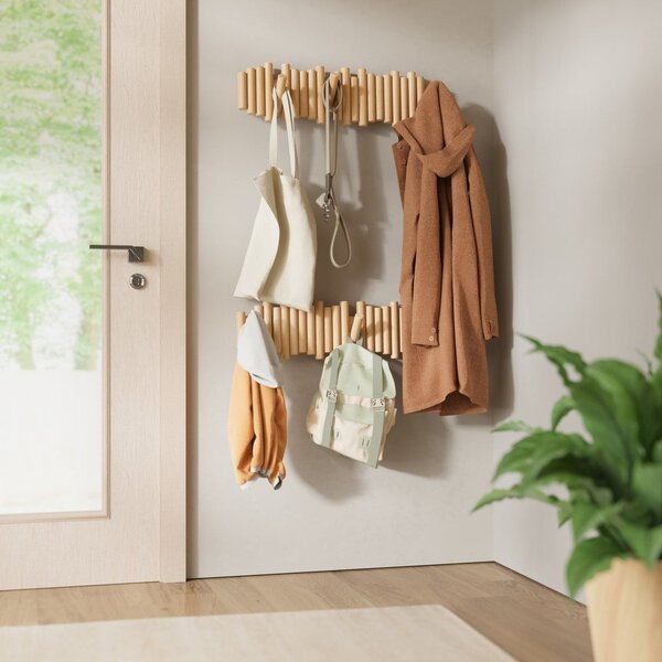 Wieszak ścienny z litego drewna sosnowego w naturalnym kolorze 61 cm Picket – Umbra