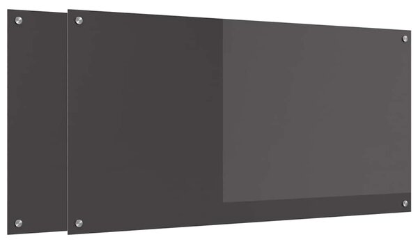 Panel kuchenny 2 pcs Ciemnoszary 120 x 60 cm szkło hartowane