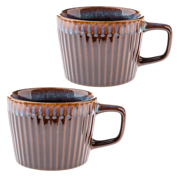 Niebieskie/brązowe kamionkowe kubki zestaw 2 szt. do cappuccino 190 ml Tone – Dakls