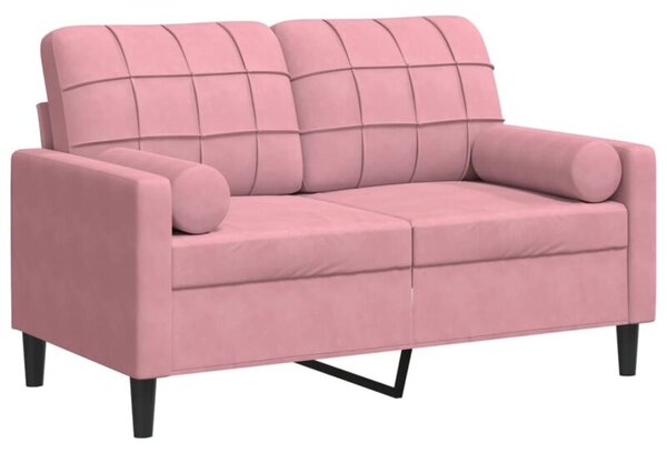Sofa 2-osobowa z poduszkami, rÃ³Å¼owa, 120 cm, aksamit