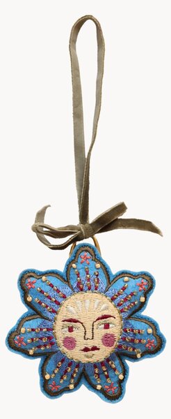 Komplet ręcznie wykonanych ozdób choinkowych Blue Flower, 2 elem