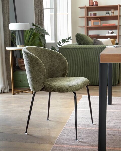 Zielony tapicerowany fotel jadalniany Minna – Kave Home