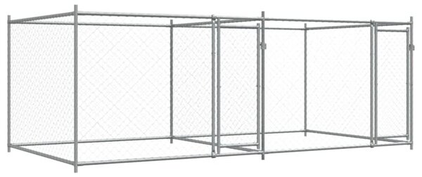 Klatka dla psa, z drzwiami, szara, 4x2x1,5 m, stal