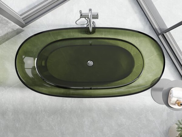 Mexen Pure olive wanna wolnostojąca transparentna 170 x 80 cm, korek chrom - 58071708001