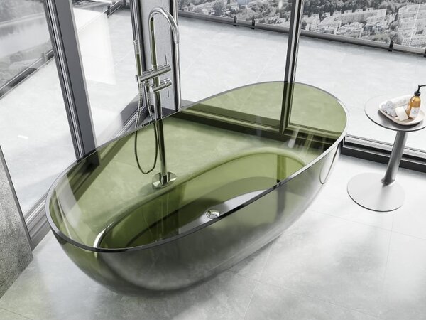 Mexen Pure olive wanna wolnostojąca transparentna 170 x 80 cm, korek chrom - 58071708001