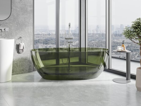 Mexen Pure olive wanna wolnostojąca transparentna 170 x 80 cm, korek chrom - 58071708001