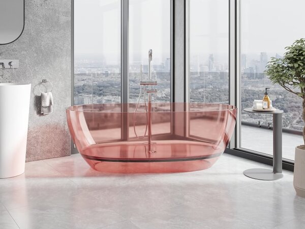 Mexen Pure coral wanna wolnostojąca transparentna 170 x 80 cm, korek chrom - 58071708004