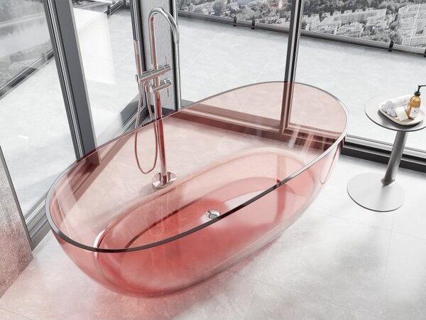 Mexen Pure coral wanna wolnostojąca transparentna 170 x 80 cm, korek chrom - 58071708004