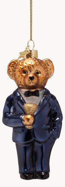 Ozdoba choinkowa ze szkła dmuchanego Bear Blue in Clothes