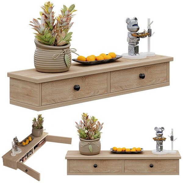 Półka wisząca z drzwiczkami brązowa nowoczesna loft sypialnia ścienna 64 cm