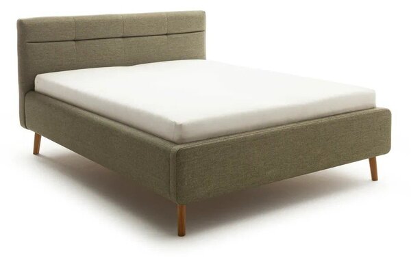 Zielone tapicerowane łóżko dwuosobowe ze schowkiem ze stelażem 160x200 cm Lotte – Meise Möbel
