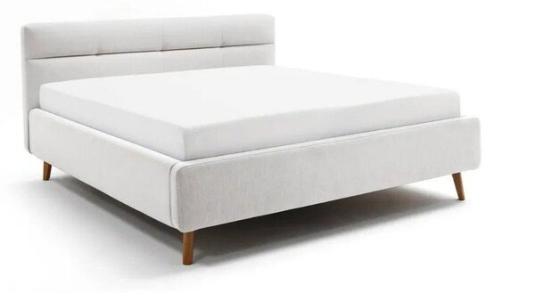 Jasnoszare tapicerowane łóżko dwuosobowe ze schowkiem ze stelażem 180x200 cm Lotte – Meise Möbel