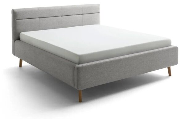 Szare tapicerowane łóżko dwuosobowe ze schowkiem ze stelażem 160x200 cm Lotte – Meise Möbel