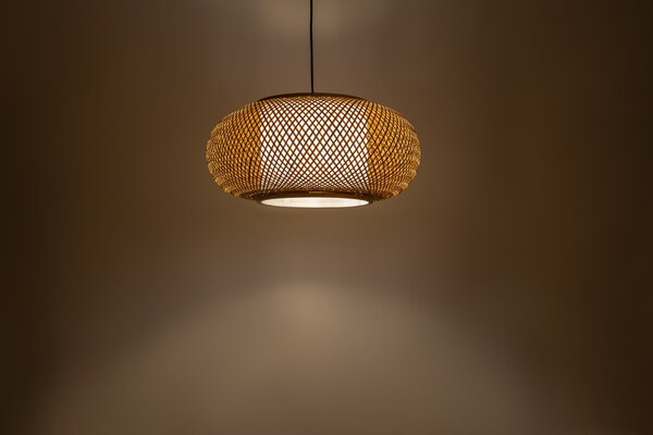 PLECIONA LAMPA WISZĄCA SUFITOWA BAMBUSOWA ŻYRANDOL W STYLU BOHO 50 CM