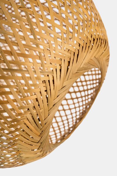 SUFITOWA LAMPA WISZĄCA BAMBUSOWA BOHO PLECIONY ŻYRANDOL DO SYPIALNI I SALONU 30 CM